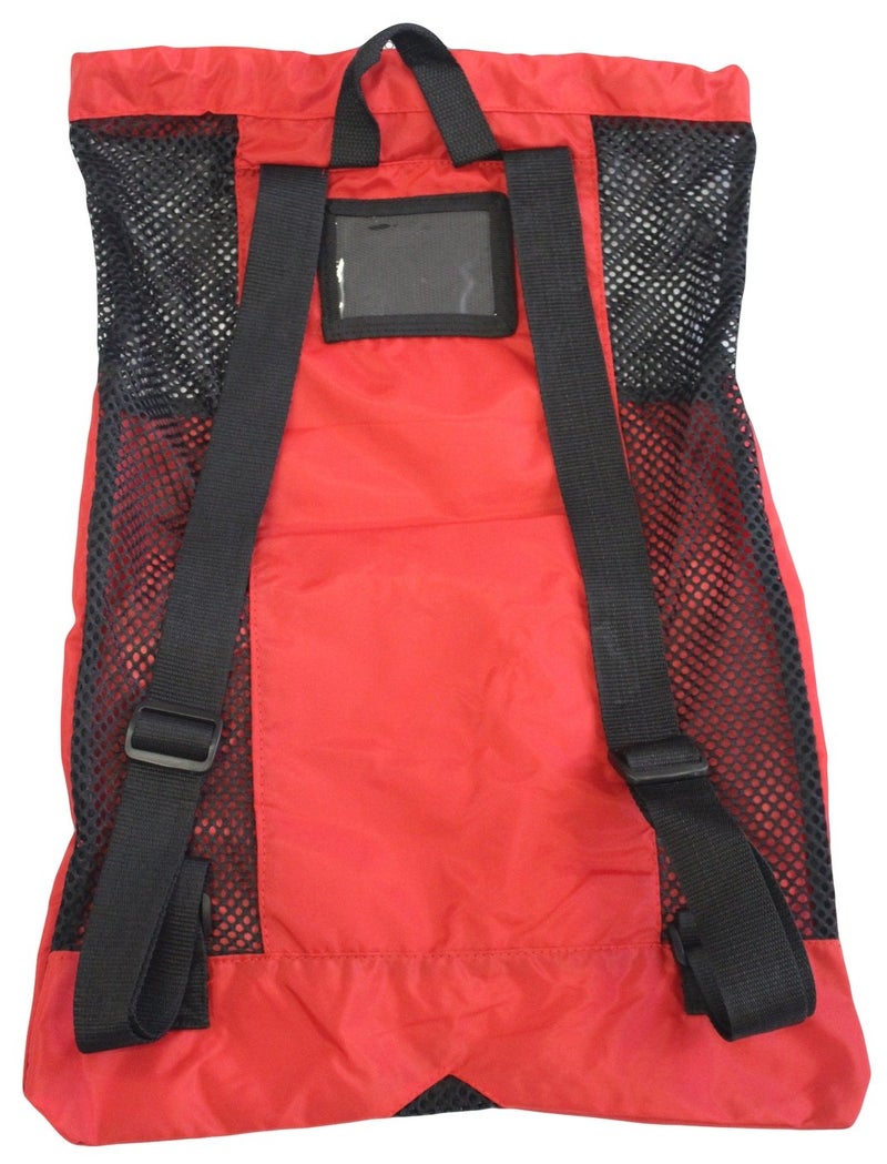 Adoretex Guard Mesh Equipment Drawstring Backpack Bag Red, Free Whistle and Lanyard (GB001) - Red/Black - Image 3